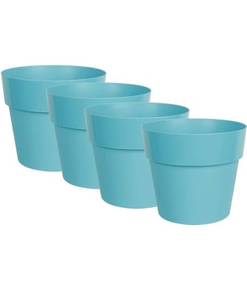 Generic Green Color Plastic Pots & Planters for Gardening, Indoor & Outdoor ( Pack of 4 ) - 14cm (Length)