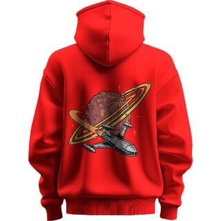 BULL CLOTHING Men's Cosmic Adventure Red Hoodie Premium 280 GSM Fleece for Softness, Comfort, and Durability (L)