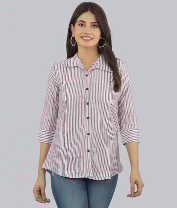 FABISHO Women Striped Linen Shirt ( Pink )