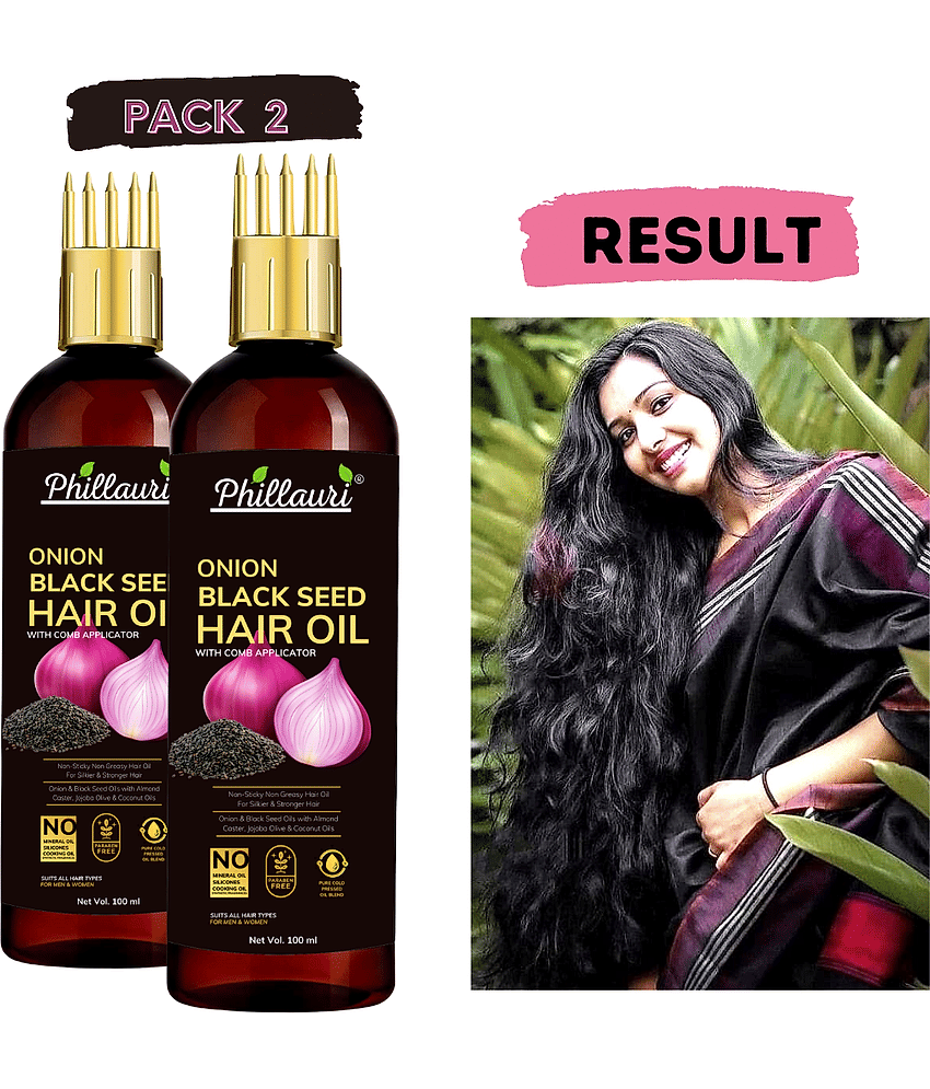 Phillauri Black seed Onion Oil for Hair Regrowth Hair Oil for Men and Women Hair Oil (100 ml) Pack of 2