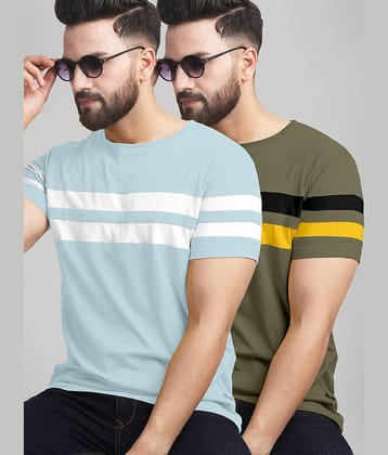 AUSK Pack of 2 Cotton Blend Regular Fit Men's T-Shirt ( Black )