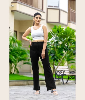 SAKHWALA Pack of 1 Polyester Loose Women's Casual Pants ( Black )