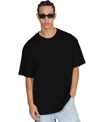Leotude Pack of 1 Cotton Blend Oversized Fit Men's T-Shirt ( Black )