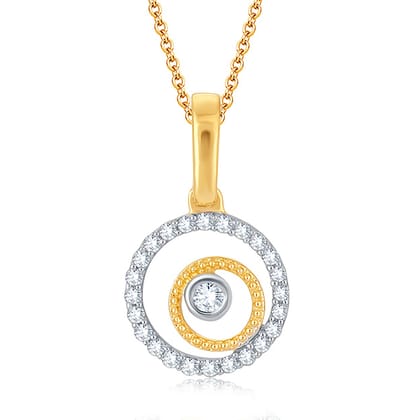 Senco Gold Ode to Spheres Diamond Pendant (1.2 gram / 0.17 Ct / HI-SI / 18K Yellow Gold)