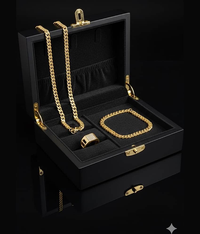 Abrexo Gold Plated Chain ( Set of 3 )