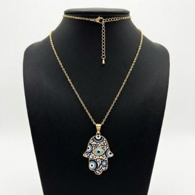 Hamsa Hand Evil Eye Pendant Necklace | Gold-Tone Anti-Tarnish Imitation Jewellery