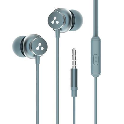 Ambrane Stringz 38 Wired Headphones with Mic, Powerful HD Sound with High Bass, Tangle Free Cable, Comfort in Ear Fit, 3.5mm Jack (Space Grey) Gray / Normal
