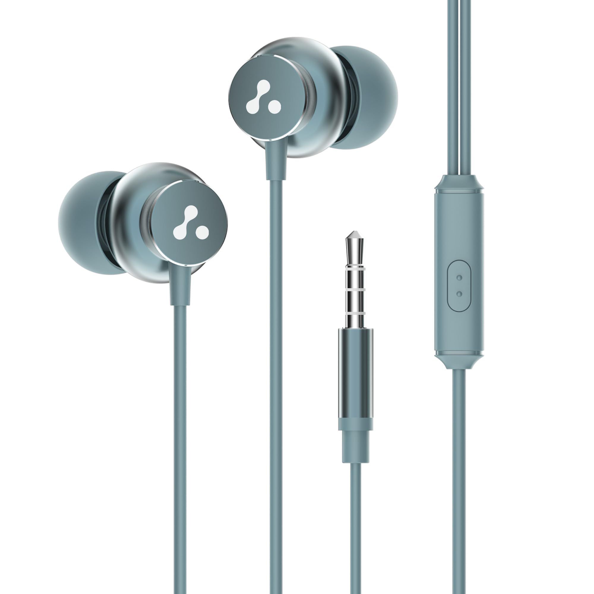 Ambrane Stringz 38 Wired Headphones with Mic, Powerful HD Sound with High Bass, Tangle Free Cable, Comfort in Ear Fit, 3.5mm Jack (Space Grey) Gray / Normal