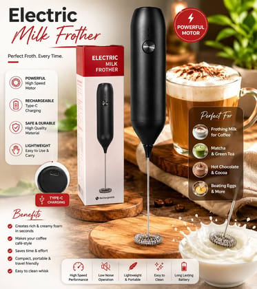 High-Power Rechargeable Milk Frother | USB Rechargeable Electric Coffee Frother & Egg Beater | Handheld Foam Maker for Coffee, Cappuccino, Latte, Matcha & Hot Chocolate High-Power Rechargeable Milk Frother | USB Rechargeable Electric Coffee Frother & Egg Beater | Handheld Foam Maker for Coffee, Cappuccino, Latte, Matcha & Hot Chocolate