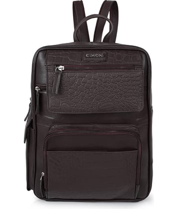 CIMONI Backpack Pure Leather Set of 1 ( Brown )