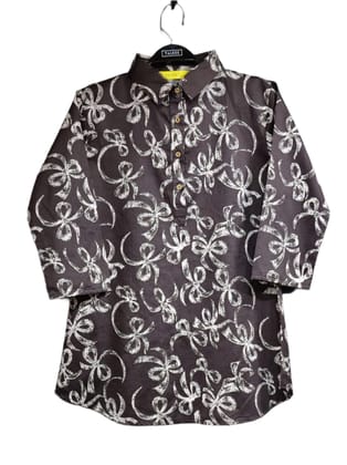 Women's Brown Printed Fancy Top-T4375-3 . / Brown / M