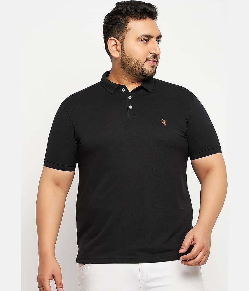 RELANE Pack of 1 Cotton Blend Regular Fit Solid Half Sleeves Men's Polo T Shirt ( Black )