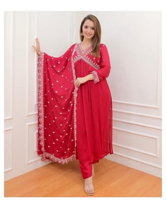 Partywear Alia cut Kurta Suits with Embroidery work-M (40)