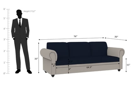 Wakeup India Sofa Set | Snugy Sofa 1 Seater, Sofa Set for Living Room with Double Padded Colour| 1 Year Warranty ( Blue and Grey Colour Fabric, Seating- 1 Seater)