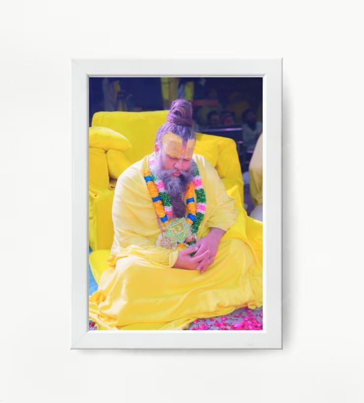 NOKKES Premanand Ji Maharaj White Religious Photo frame 5X7 Inch Photo Frame_WEW30