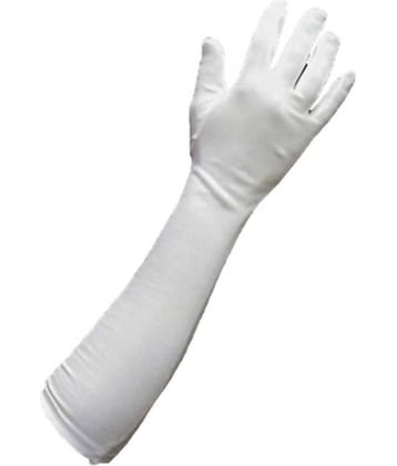Tahiro White Cotton Full Arm Length Sun Rays Protecting Gloves - Pack Of 1