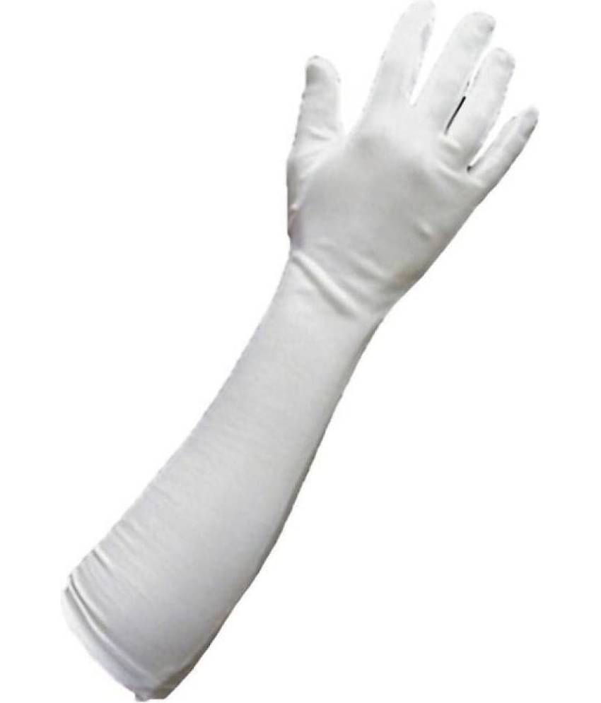 Tahiro White Cotton Full Arm Length Sun Rays Protecting Gloves - Pack Of 1
