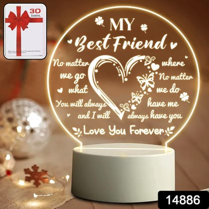 3D Illusion LED Night Lamp with Heart and Best Friend Design