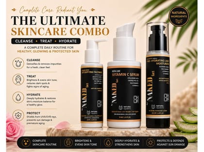 By NAKED fact 3-Step Daily Glow Kit (Detoxifying Facewash- 100 GM + Hydrating Light Moisturizer- 100 GM + 20% Vitamin C Serum- 30 ML) By NAKED fact 3-Step Daily Glow Kit (Detoxifying Facewash- 100 GM + Hydrating Light Moisturizer- 100 GM + 20% Vitamin C Serum- 30 ML)