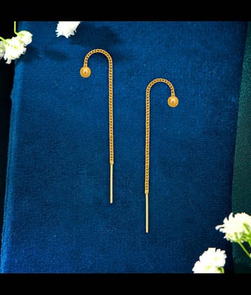 LUV FASHION Golden Ear Chain Earrings ( Pack of 1 )