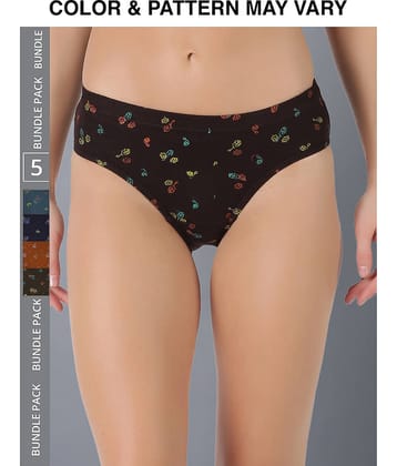 Dollar Lehar Super Combed Cotton Women's Printed Hipster Panty - Pack of 5 - (Print May Vary)
