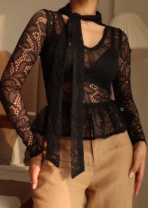 Raven Lace Net Top-XS