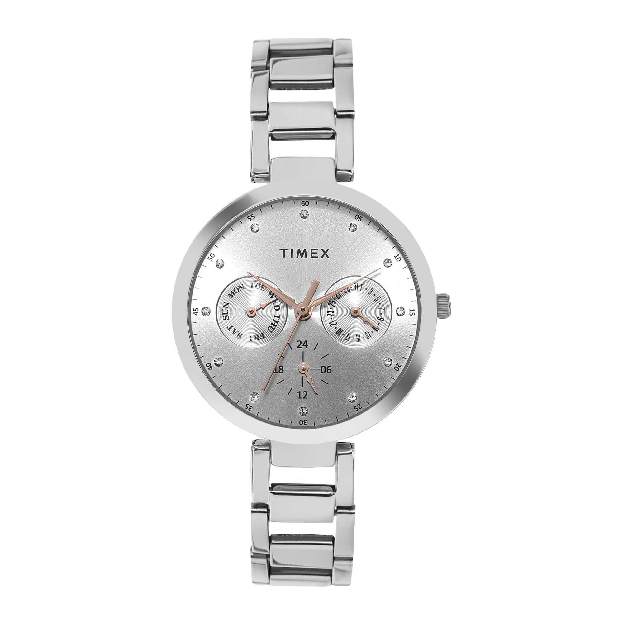 Timex Silver Dial Women Multifunction Watch - TW000X204-Silver