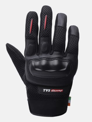 TVS Racing Street Riding Gloves for Men-PVC & Carbon Protected Hand Gloves, Touch Screen Compatible Gloves, & Visor Wiper Fingertips while Riding-Premium Bike Riding Gear for Riding Bikers