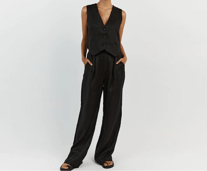 Jerome Linen Coord Set-Black / XS