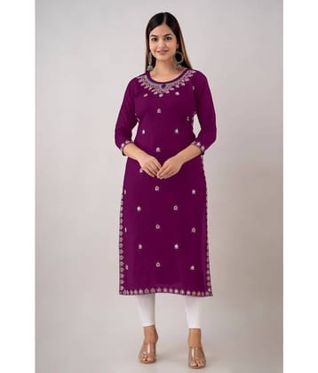 Kapadia - Magenta Rayon Women's Straight Kurti ( Pack of 1 )