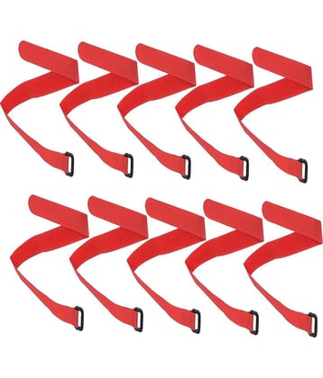 Cable Straps & Cable Ties, 15 inches, Adjustable Multipurpose Hook and Loop Securing Straps for Wire Tie Curtain Marker Straps Belts Holders, Pack of 12, Color RED
