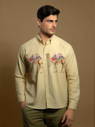 Cream Animal Printed Casual Shirt-CREAM / S