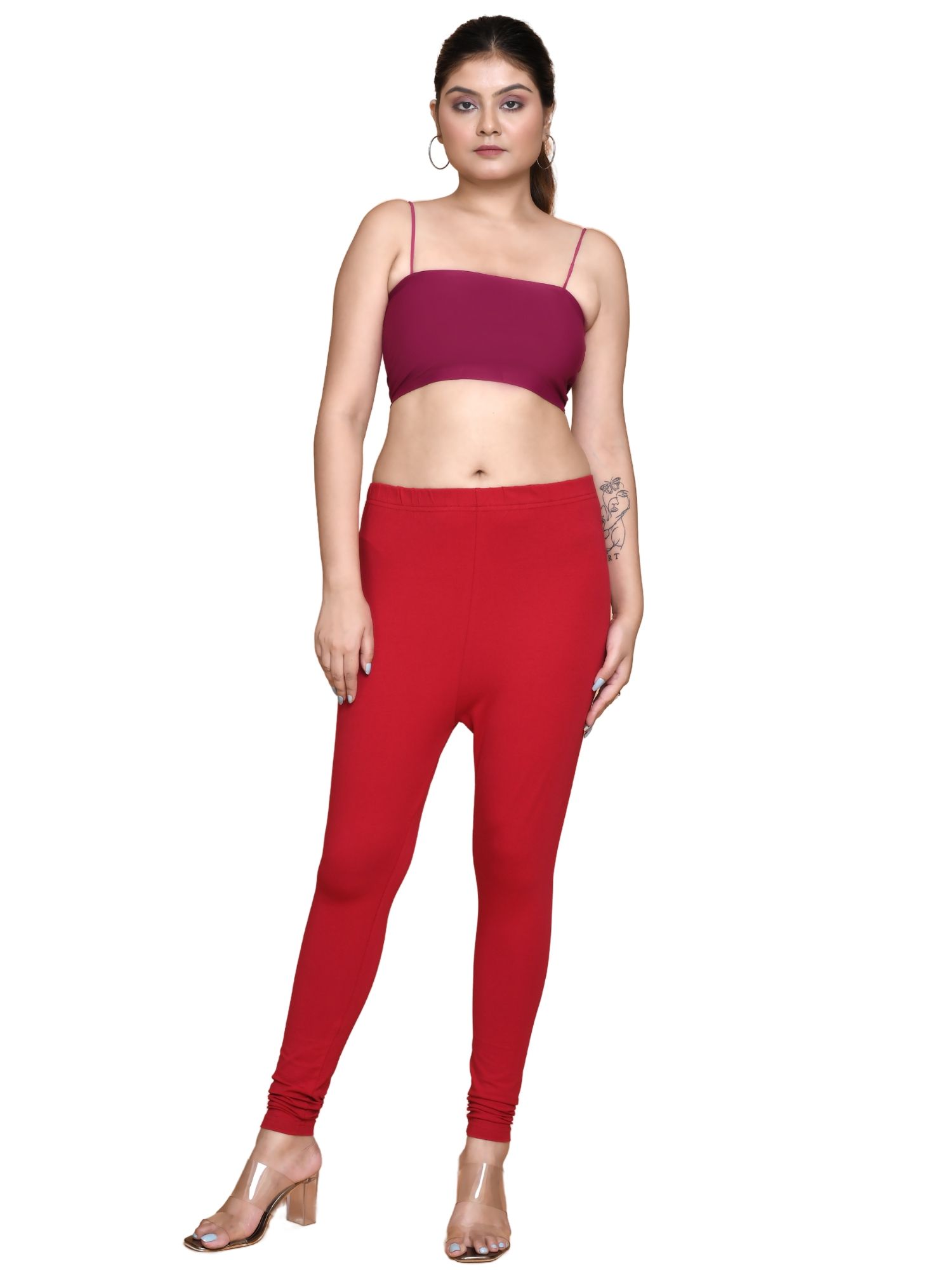 001AFR 4Cats Free Size Royal Churidar Leggings - Maroon