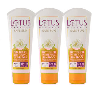 Lotus Herbals Safe Sun Dry Touch Whitening Sunscreen Spf 40 Pa++Dermatologically Tested 100G ( Pack Of 3)