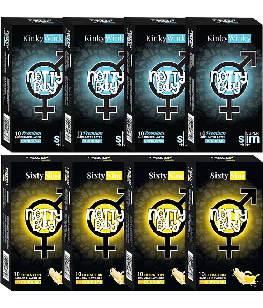 NottyBoy Banana Flavoured and Ultra Thin Condoms For Men - 80 Units