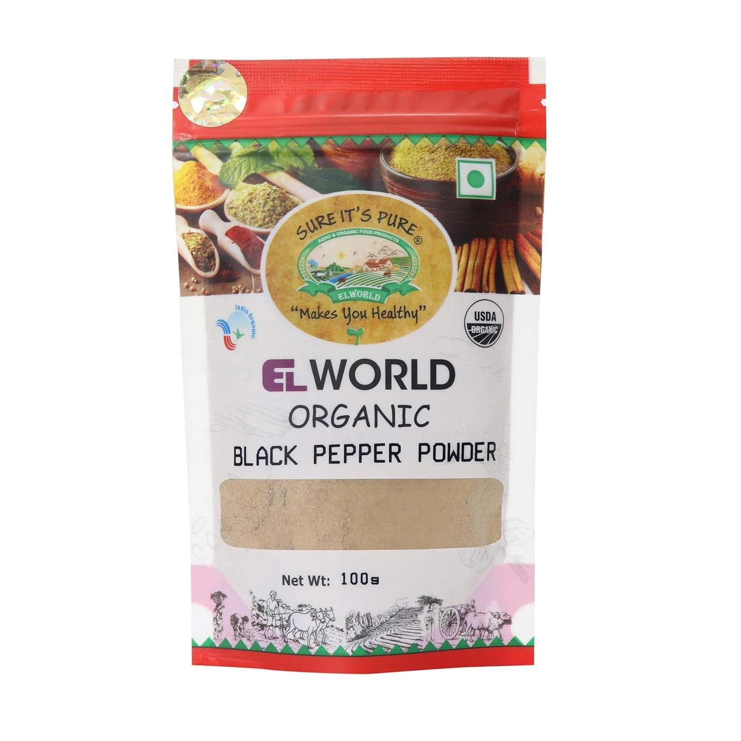 Elworld Agro & Organic Food Products Black Pepper Powder 100g
