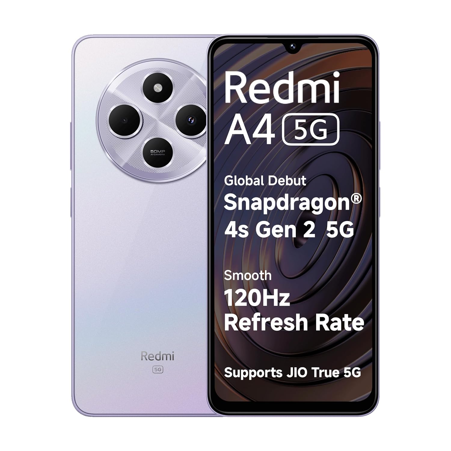 Redmi A4 5G (Sparkle Purple, 4GB RAM, 64GB Storage) | Global Debut SD 4s Gen 2 | Segment Largest 6.88in 120Hz | 50MP Dual Camera | 18W Fast Charging