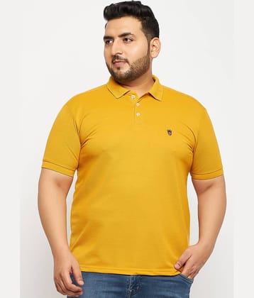 RELANE Pack of 1 Cotton Blend Regular Fit Solid Half Sleeves Men's Polo T Shirt ( Mustard )