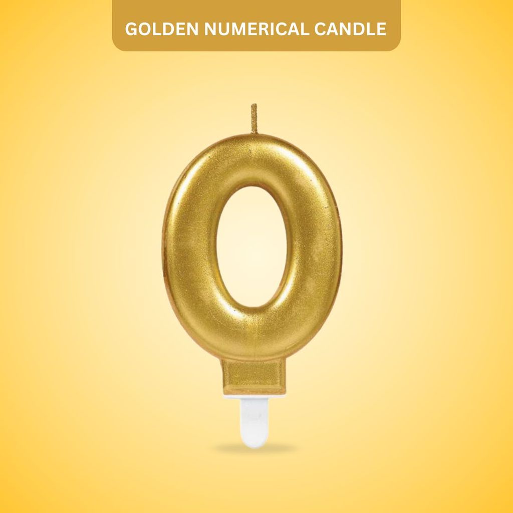 Golden Numerical Candle No. 0 - 3 - Party and Festive Needs | Buy online on ZillyBuy