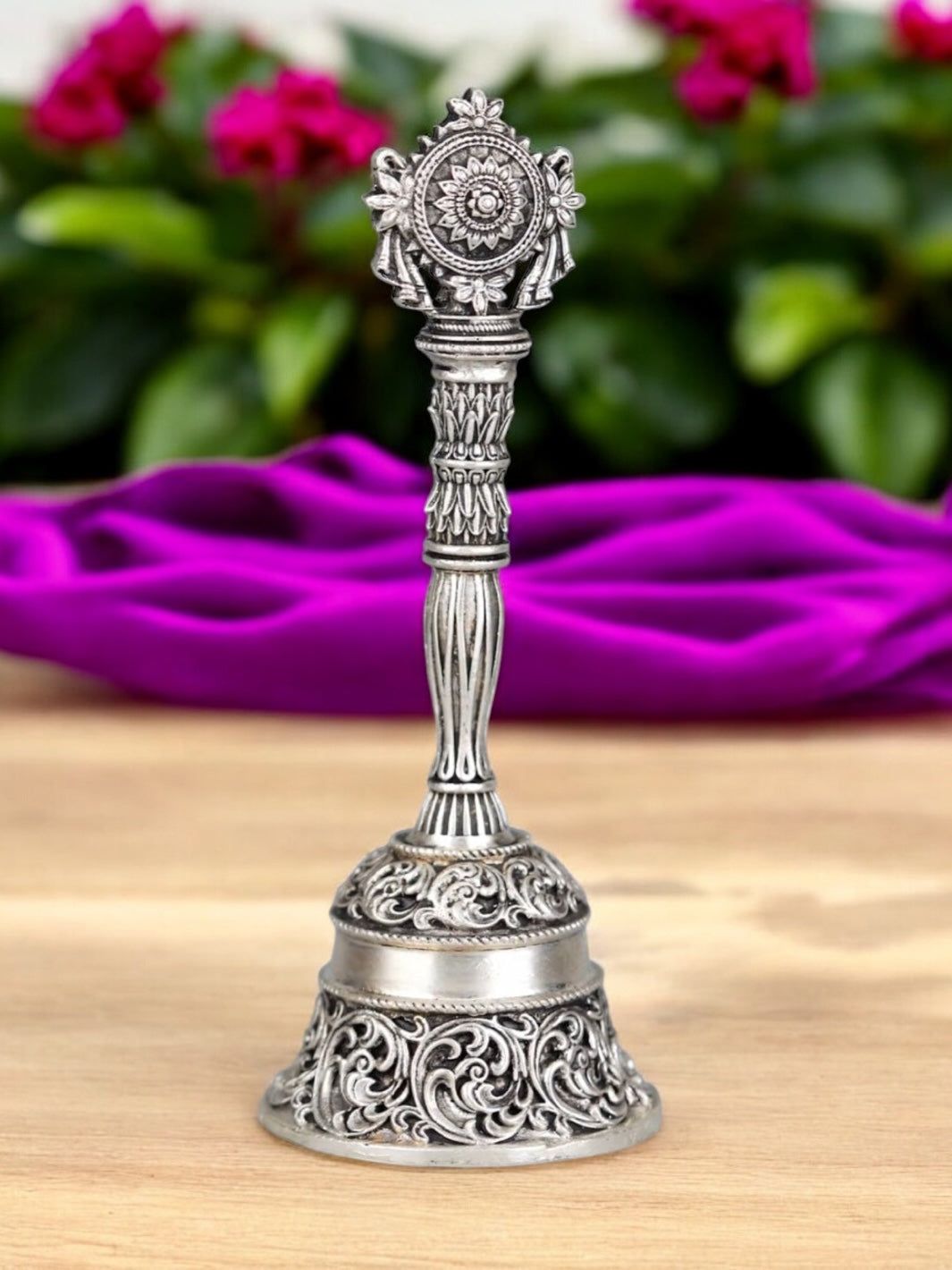 Pure Silver 3D Chakram Bell-40 gm / 2.5 inch