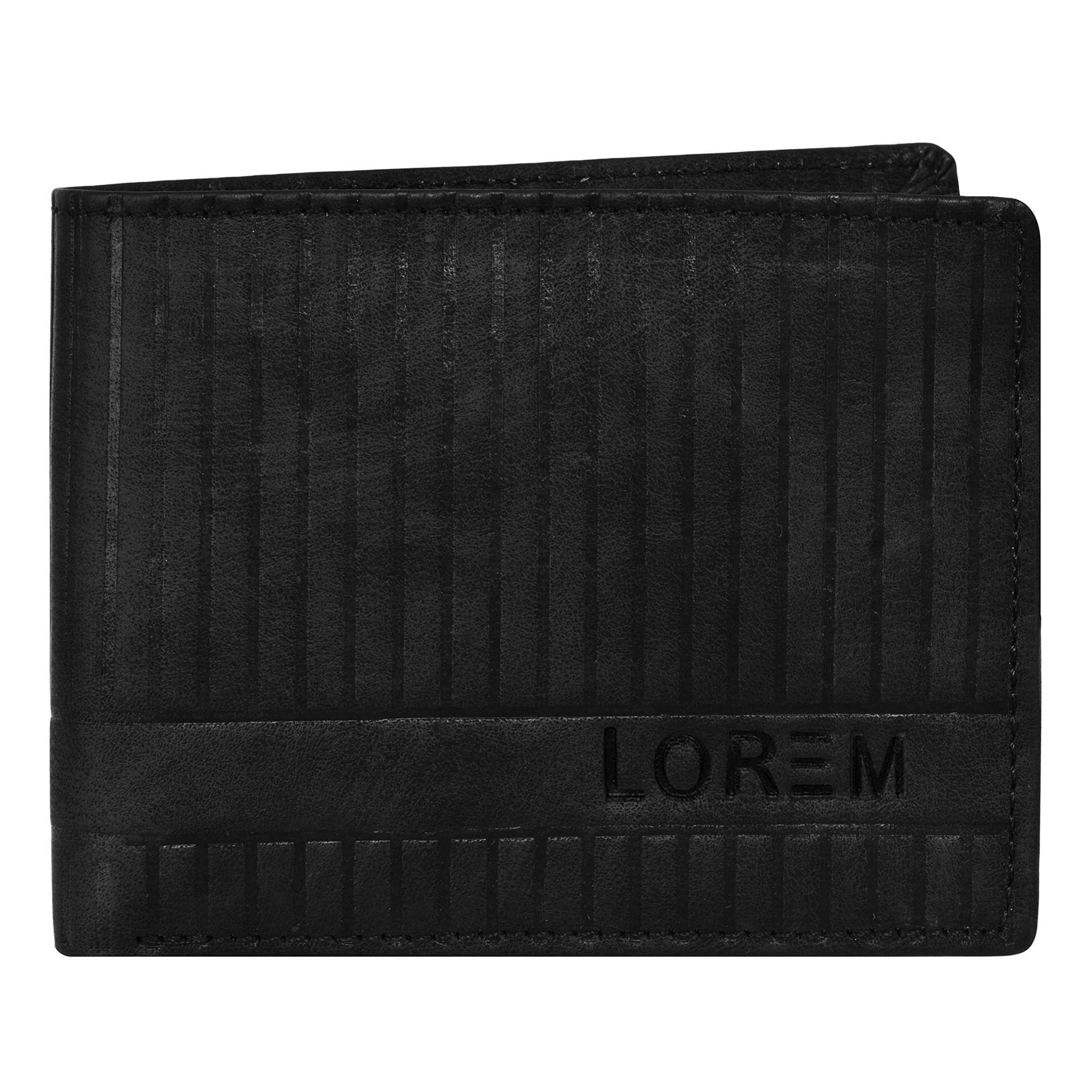 3D Emboss Line Bi-Fold Premium Faux Leather 3 ATM Card Slots Wallet for Men-B