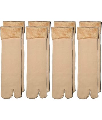 thrifkart - Skin Color Faux Fur Women's Ankle Length Socks ( Pack of 4 )
