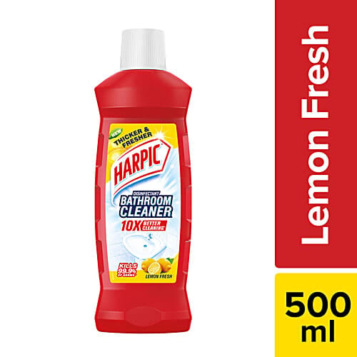 Harpic Disinfectant Toilet Cleaner Liquid - Lemon, Removes Dirt & Stains, 500 ml