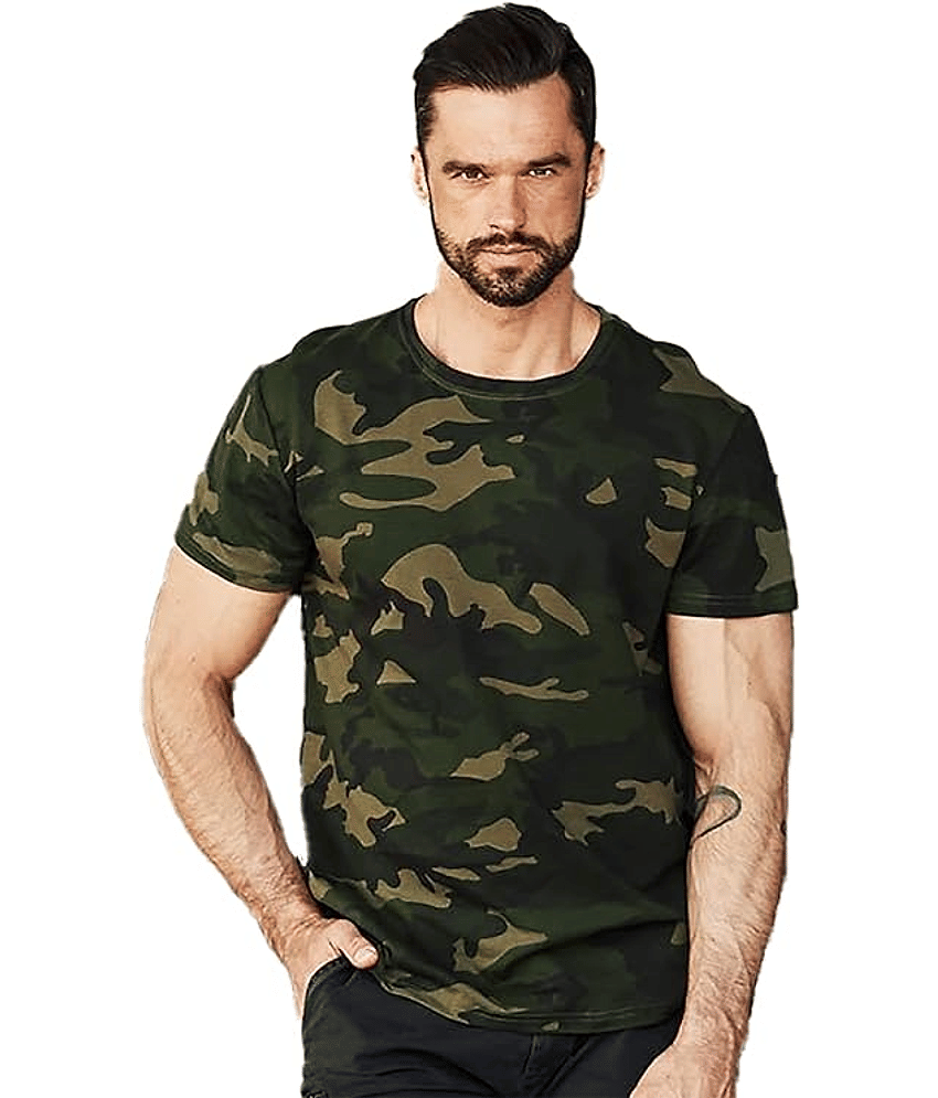 Leotude Men Cotton Blend Regular Fit Printed T-Shirt ( Green )