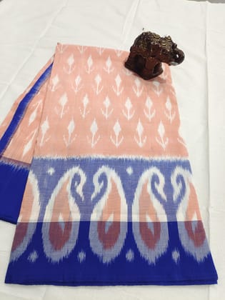 Pochampally Ikkat Cotton Light Red Blue