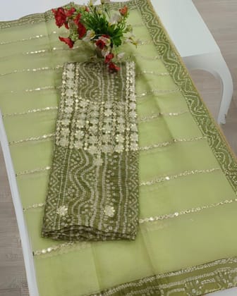Glimmering Moss Green Kota Dori Suit (Top+Bottom+Dupatta)