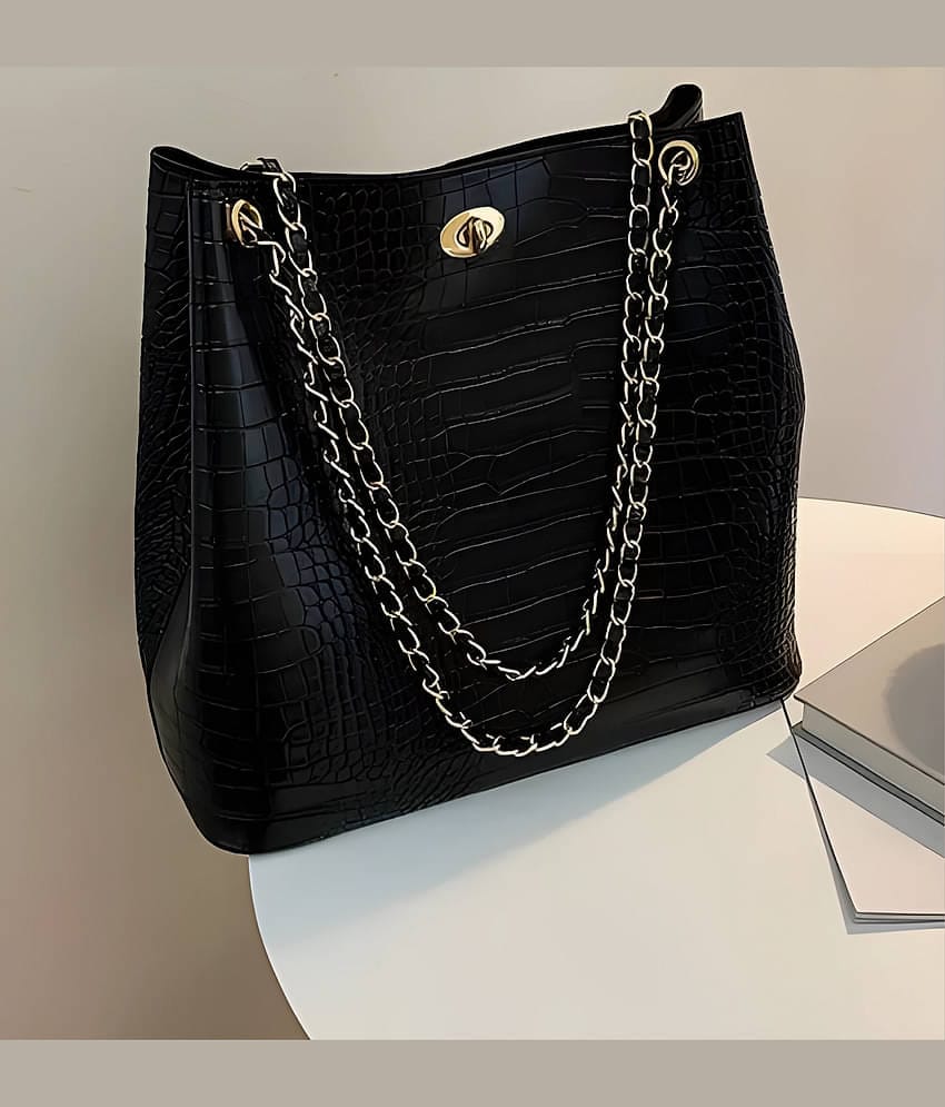 TCRAZY Tote Bag PU Set of 1 ( Black )