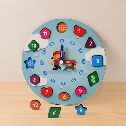 Aditi Wooden Educational Learning Clock Toy with Movable Hands