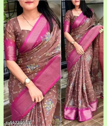 Bhuwal Fashion Art Silk Woven Saree With Unstitched Blouse Piece ( Green )