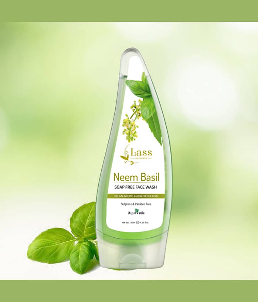 Lass Naturals Neem & Basil Face Wash - Natural Face Wash for all Skin Types 130ml Face Wash 130 mL